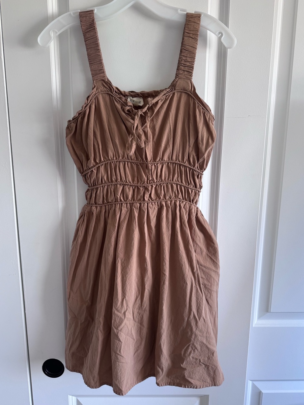 Peach Love California taupe Sleeveless 100% cotton mini Dress